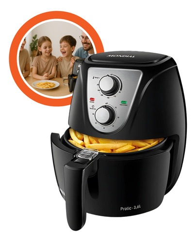 Fritadeira Não Gruda 110v 3,6l Frita Sem Oleo Af36 Pretoinox