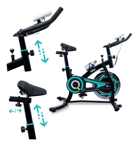 Imagen 6 de 10 de Bicicleta Spinning Fija Profesional Regulable Pulsómetro