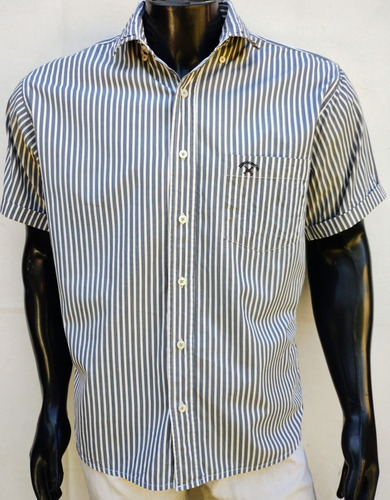 Camisa Kevingston Talle M Manga Corta Gris Y Blanca 