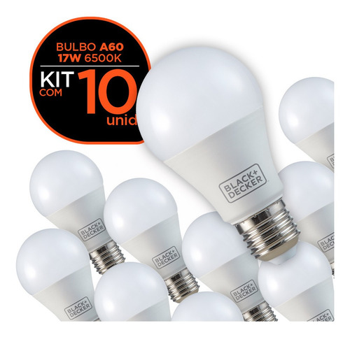 Kit 10 Lâmpadas Led Bulbo A60 17w Branca - Black + Decker