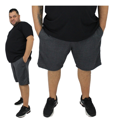 Bermuda Cós Moletom Elástico Passeio Masculino Plus Size 