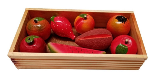 Huacal Con 8 Frutas De Madera, Material Didáctico