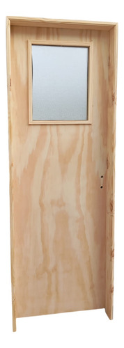 Puerta Placa Pino Js 0,90x2,00 Mts Marco Madera Vidriada