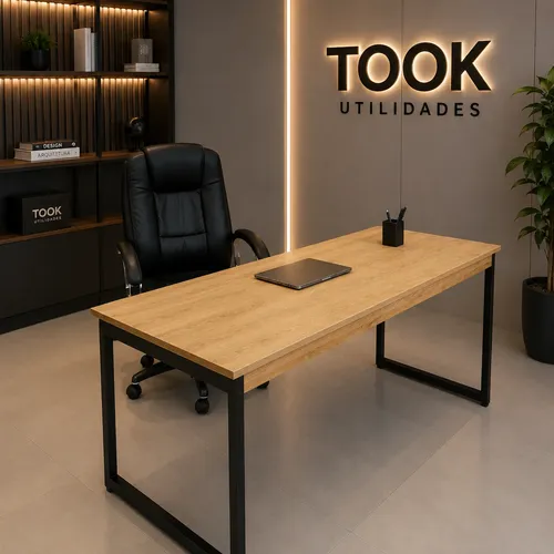 Mesa Escritório Mel 150x60 Reforçada Estilo Industrial - R$ 279,77