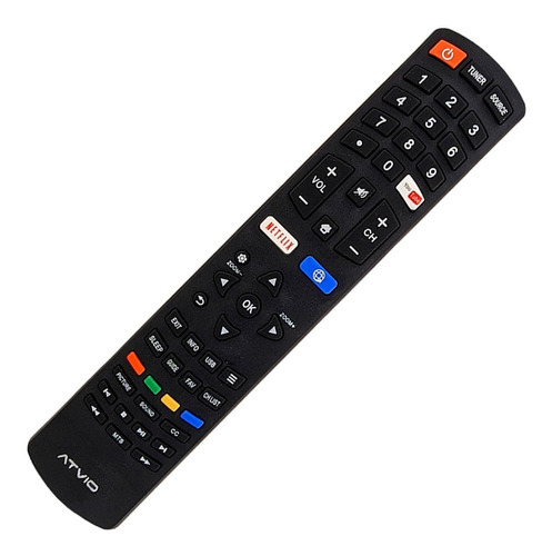 Control Remoto Atvio Smart Tv Rc311s Netflix + Funda Y Pila