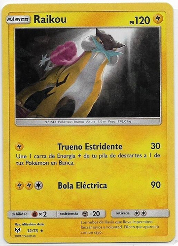 Pokémon Raikou, 32/73 Rare Holo +59 Cartas Ninguna Repetida.