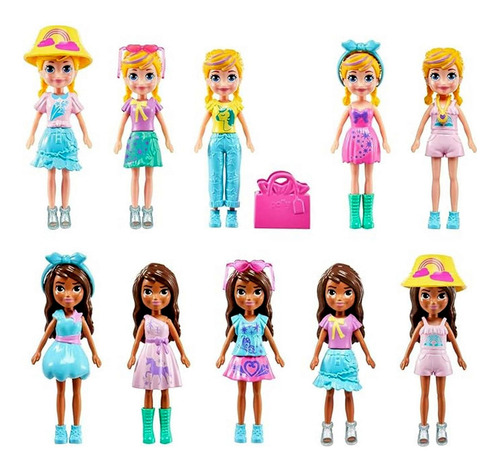 Playset Conjunto Boutique Loja De Moda Do Unicórnio - Acompanha Boneca Menina Loira Polly Pocket E Negra Shani Com Acessórios Roupa Roupinha Que Mudam De Cor Com Água - Mattel Brinquedos