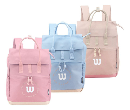 Mochila Wilson Reforzada Porta Notebook Urbana Uso Diario Rosa Liso