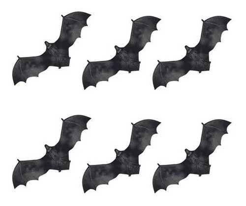 6 Morcegos De Plástico Festa Decoração Enfeite Halloween 
