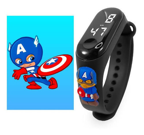 Reloj Digital Capitán América Marvel Deportivo Touch Azul 