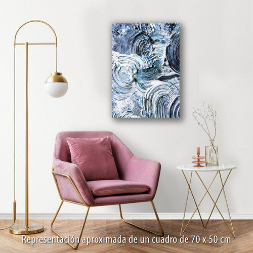 Cuadro Arte Abstracto 70x50cm Impreso En Lienzo Canvas Azul Y Blanco