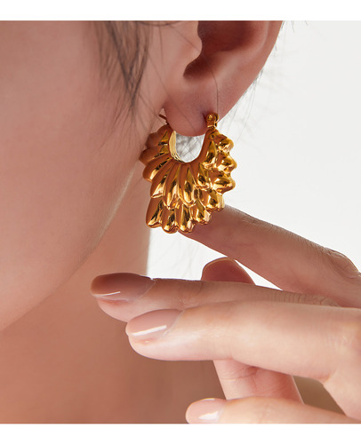 Arete Pendiente Gota Curvo Doble Capa