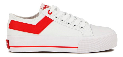 Championes Pony Dama Canvas Plataforma Acordonado White/red