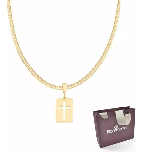 Cordão Rommanel Masculino 60cm Pingente Cruz
