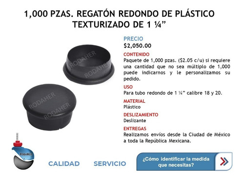 Regatón Tapón Redondo De Plástico Texturizado 1 1/4 Paq.1000