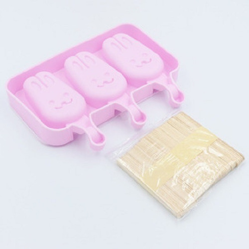 Forma De Picolé Em Silicone Com Tampa Faz 3 Sorvetes Kehome