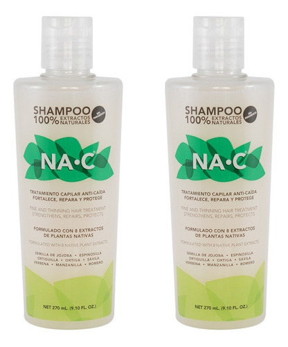  2 Pzas Shampoo Na-c Anticaída 100% Extractos Naturales 270ml