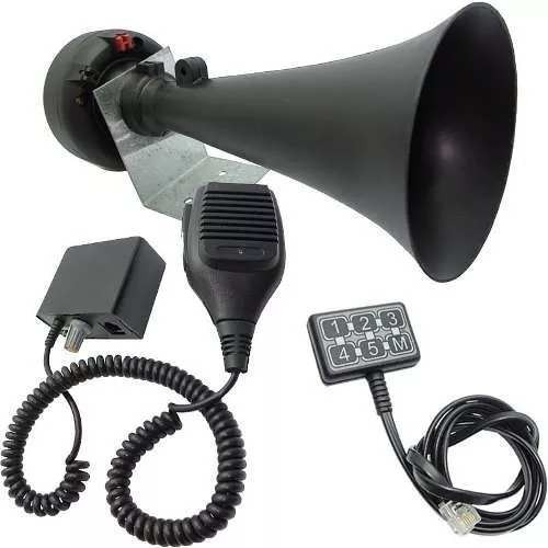 Imagem 2 de 2 de Sirene Tipo Rontan Megafone C/ Ptt 6 Sons Policia Bombeiro