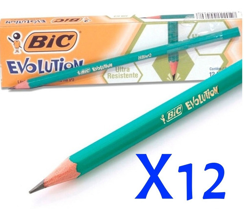Imagen 3 de 5 de Caja X 12 Lapices Negro Hb Bic Evolution Planeta Juguete