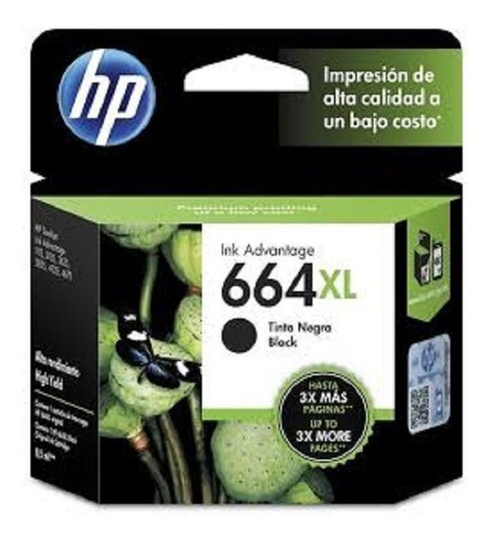 Imagen 3 de 4 de Tinta Original Negro Hp 664xl Alto Rendimiento F6v31al