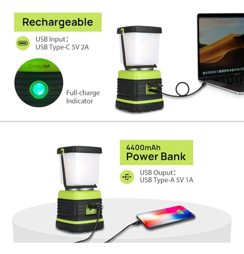 Linterna De Camping Led Recargable, Luces De Camping Conscio