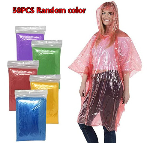 Poncho Desechable Impermeable Cortavientos, 50 Piezas