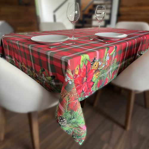 Mantel Para Mesa Cuadrada Navideño Béla Home 2mx2m (4sillas) Color Nochebuenas