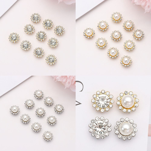 Botones De Diamantes De Imitación, Botón De Perlas, Horquill