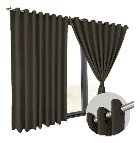 Cortinas Blecaute opacas, 6 x 2,50 cm, corte claro, color beige, color marrón