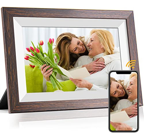 Marco De Fotos Digital Wifi De 10.1 Pulgadas, Marco De Fotos Digital Inteligente Con Visualización Táctil Ips Hd, Almacenamiento De 16 Gb, Fácil Configuración Para Compartir Fotos O Videos En