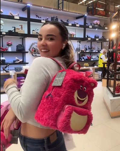 Bolso Backpack Oso Lotso Minimochila Pixar Rosa Chicle Liso Níquel Rosa Chicle