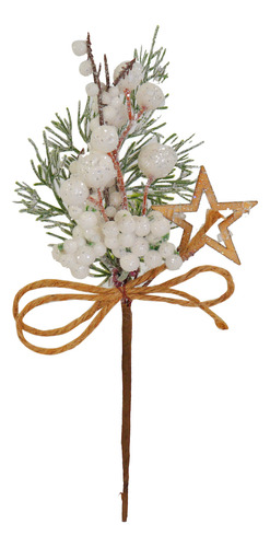 Pick Navidad Blanco Nevado Estrella Yute 21.5cm Mylin 1pz