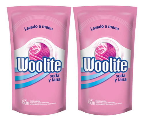 Pack X2u Woolite Jabon Liquido Seda & Lana Repuesto 450ml