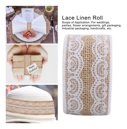 Cinta Navideña De Arpillera, 5.5 Yardas, Rollo De Encaje Par