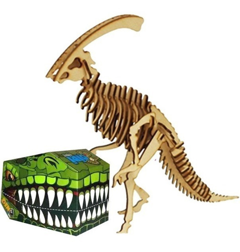 Dinosaurio Parasaurolophus Esqueleto Madera Armar Puzzle 3d