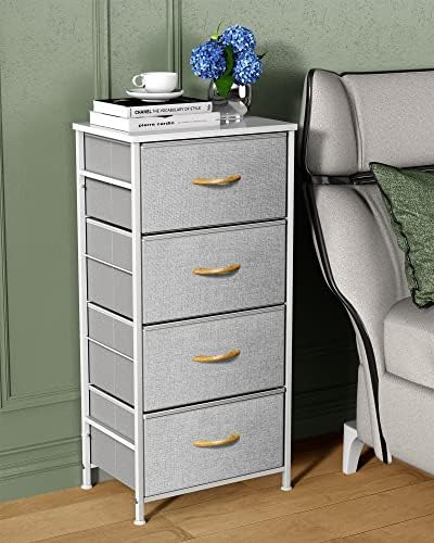 Cómoda Para Dormitorio, Cómoda De Tela Con 4 Cajones, Cómoda