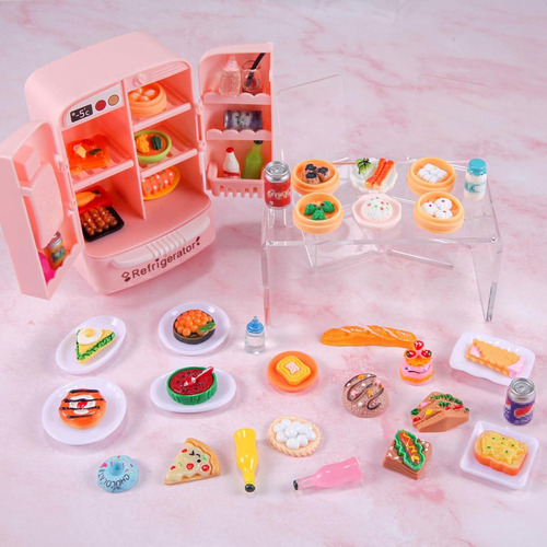Mini Refrigerador Casa De Muñecas Wehoo Con Comida Y