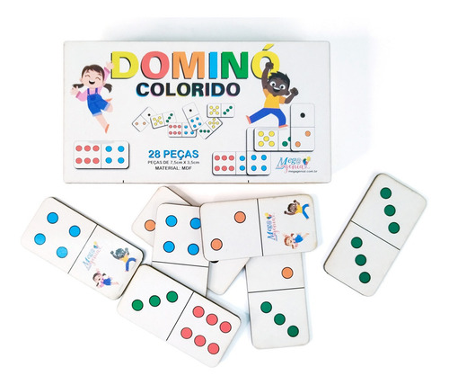 Dominó Jogo Educativo Pedagógico Mdf Tradicional 28pcs