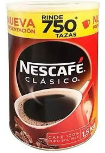 Cafe Solube Nescafe Clasico Cafe 100% Puro  1.5 Kg 750 Taza