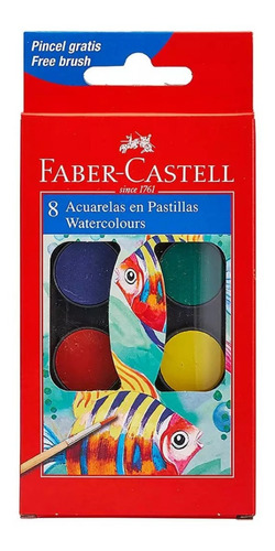 Acuarela Faber Castell X12 Colores + Pincel D Goma + Estuche
