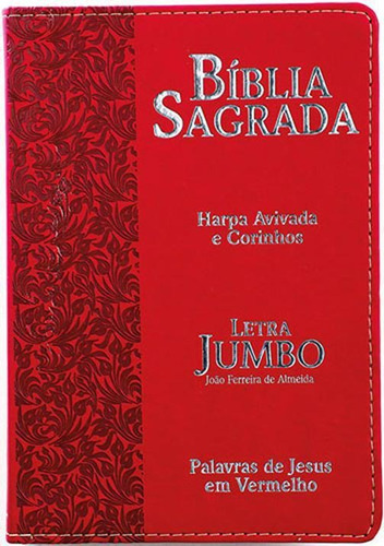 Bíblia Lt Jumbo Arc Harpa Capa Pu Luxo Ramos Vermelha