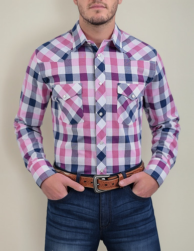 Camisa Vaquera Magenta Manga Larga Classic Fit