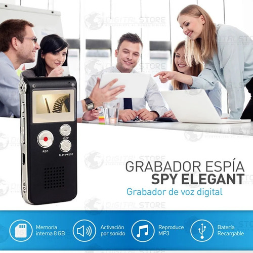 Imagen 2 de 10 de Grabador De Voz Periodista Mini Digital Microfono Sonido 8gb