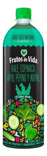 5 Pzas Jugo Frutos De Vida Con Con Kale, Espinaca, Apio, Pep