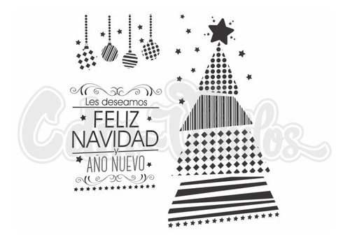 Vinilo Navidad Navideño Vidrieras Arbol Texto Colgante Gde