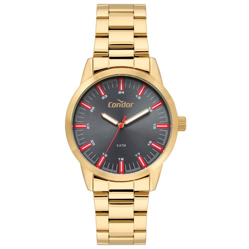 Relógio Masculino Dourado Condor Classic Luxo Original 5 Atm