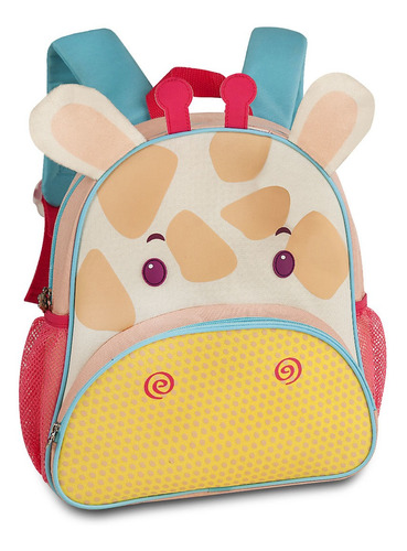 Mochila Pets Feminina Infantil Bichinhos Zoo Escolar Animais Cor Girafinha