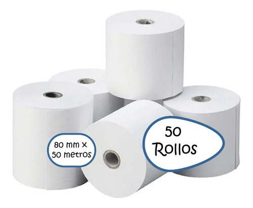 Serforce 80mm x 50mts térmico de 1 hoja de 48g color blanco de 50 unidades por pack