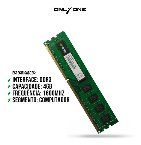 Imagem 2 de 3 de Memoria Para Pc 4gb Ddr3 1600mhz Netcore C/nf E Garantia