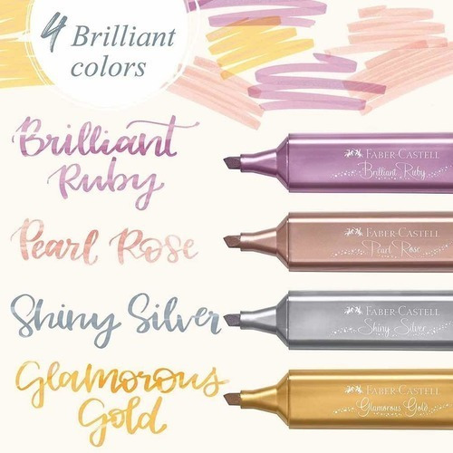 Imagen 2 de 2 de Resaltadores Metàlicos X 4 Faber Castell
